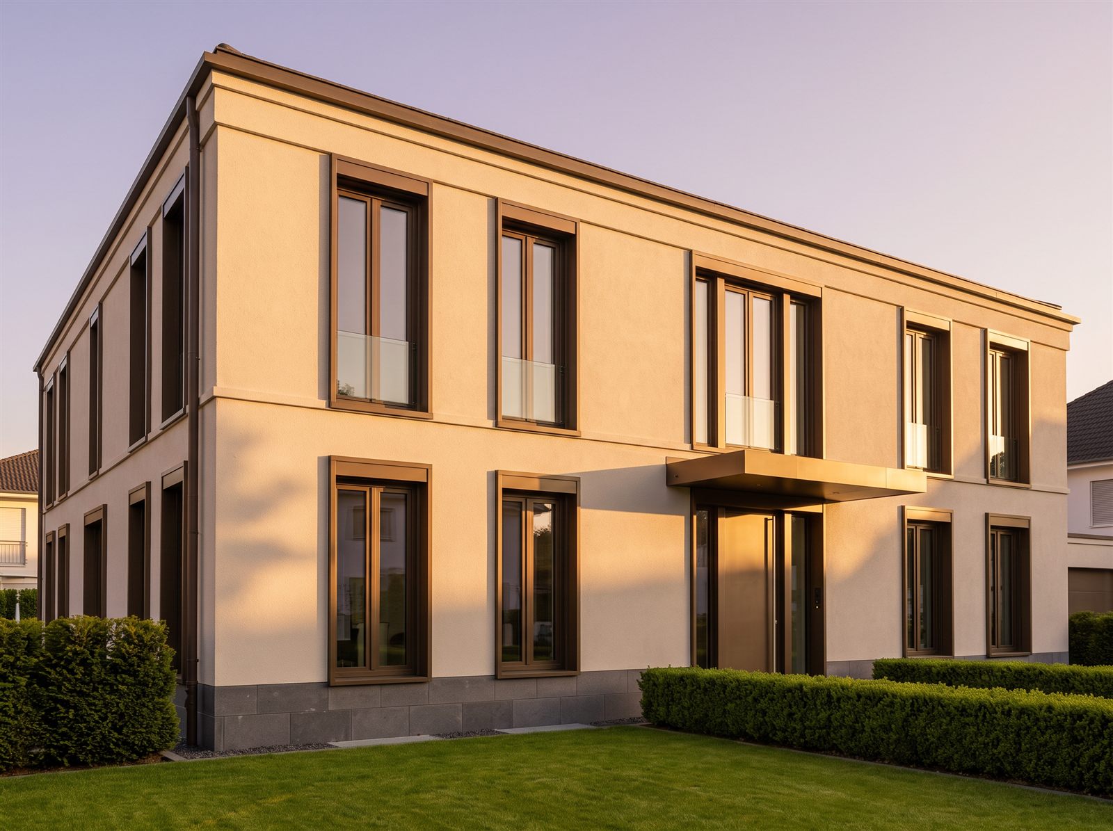 Einzelne Villa im Abendlicht
